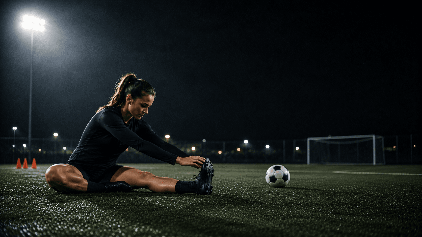 Futbolista realizando trabajo de movilidad en el campo